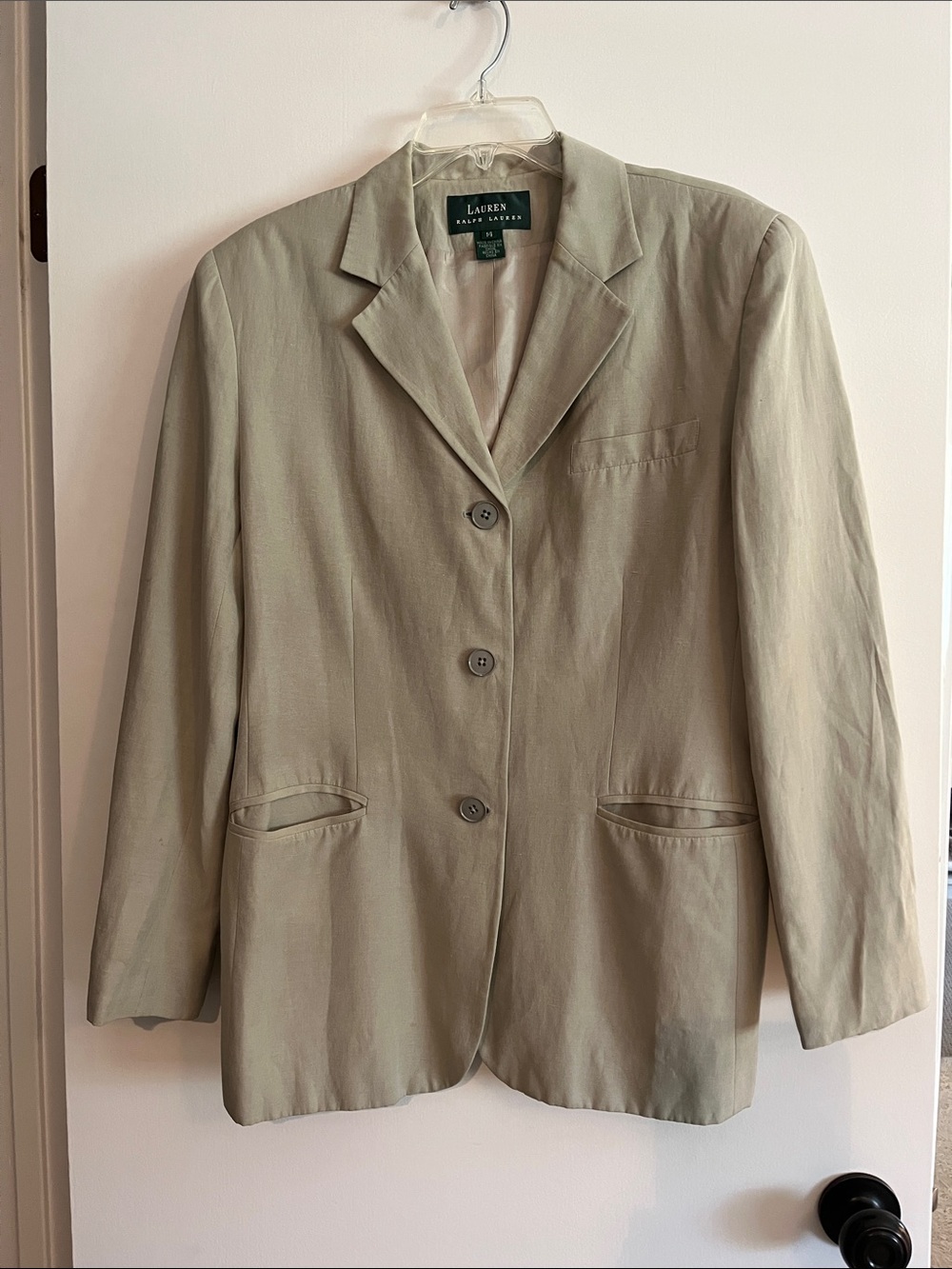 Lauren Ralph Lauren Light Khaki Silk-Linen Blazer